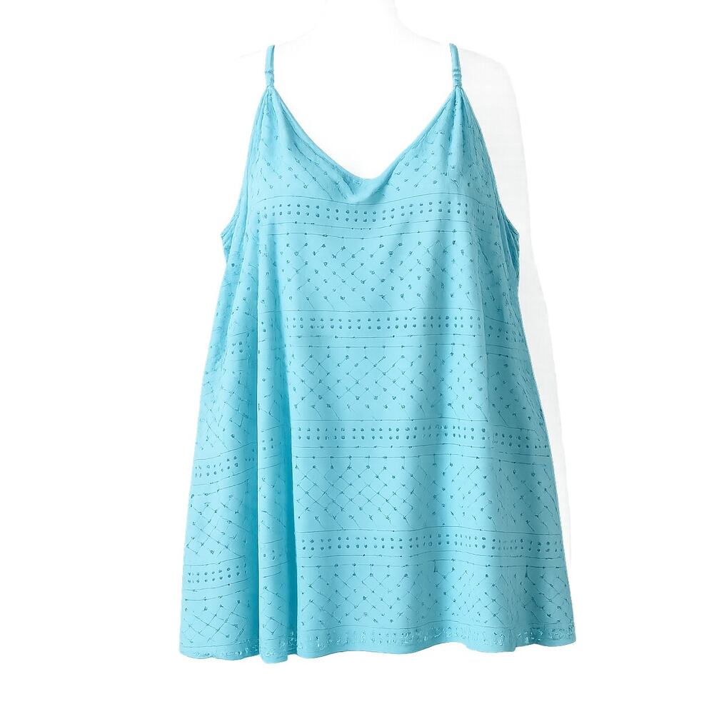 Torrid Aqua Embroidered Eyelet Swing Cami - Size 5X